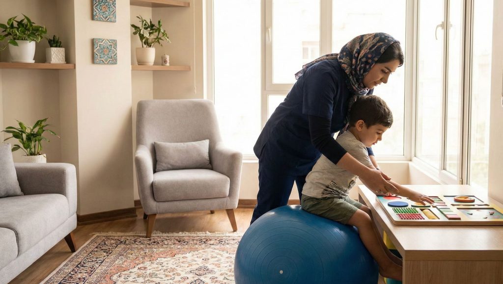 کاردرمانی در منزل توسط خانم تهران